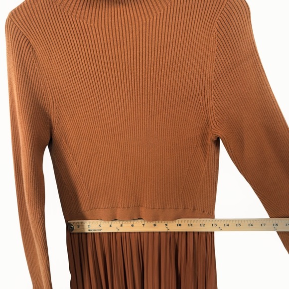 Anthropologie Burnt Orange Layered Mock Neck Sweater Maxi Dress - Picture 10 of 11